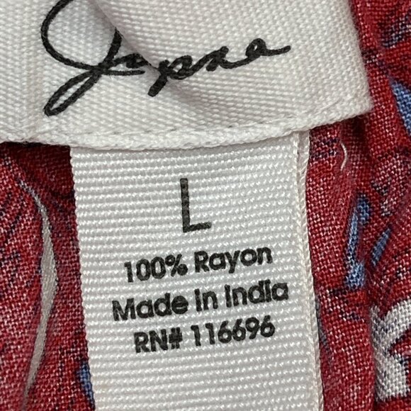 Japna Dress Women L Red Floral Strapless Maxi Tassel Slit Ruffle Beach Vacation - Picture 9 of 10